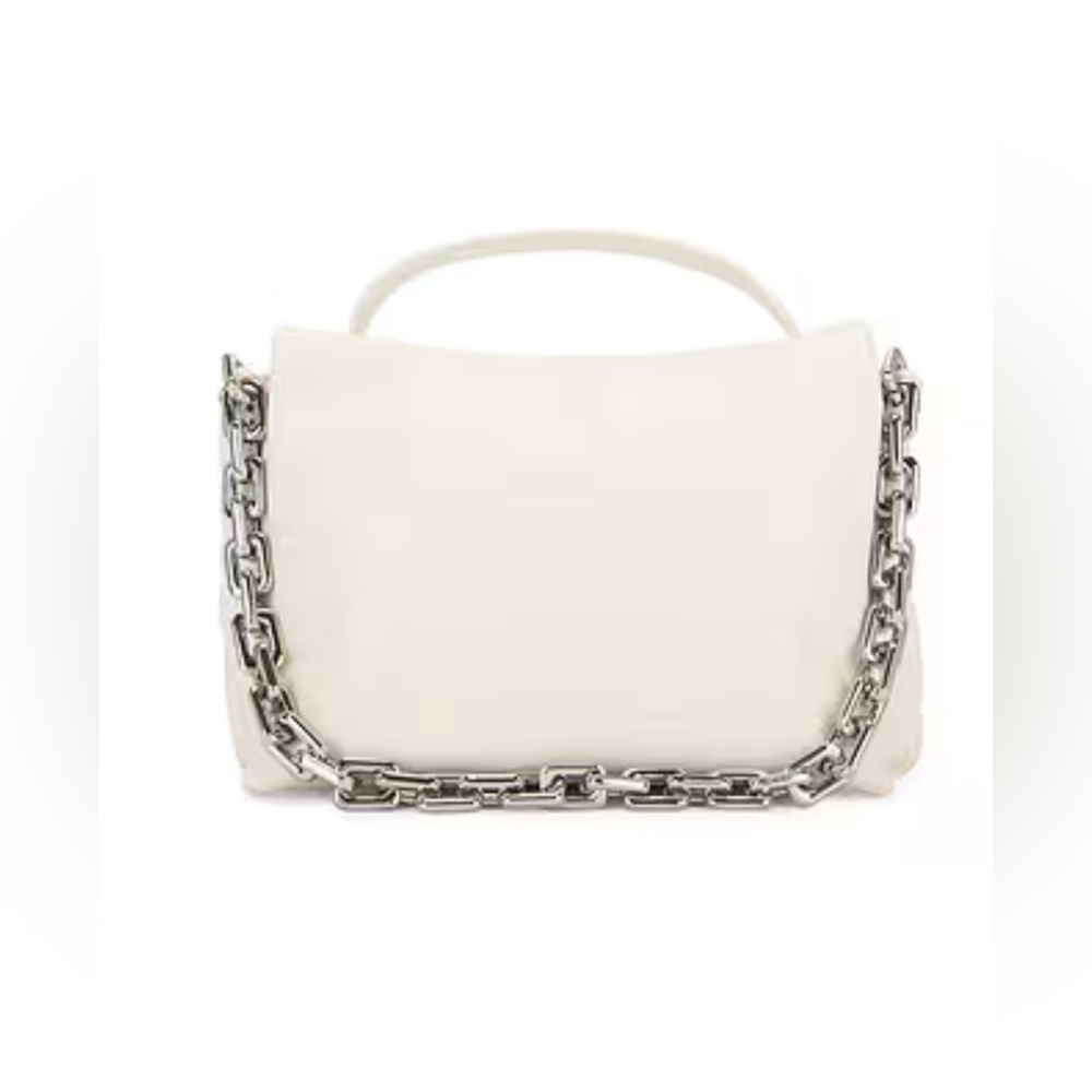 Simon Miller Linked Turnover Padded Faux Leather Shoulder Bag. White.